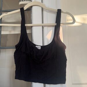 Aritzia Wilfred Black Crop Top with Ruched Front